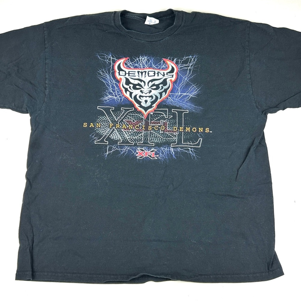 Vintage 90s San Francisco Demons XFL Football Shirt Champion Size XXL Black USA